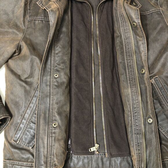 Columbia Men's Bomber Faux Leather Lined Jacket / Coat Size Medium Brown - Picture 7 of 16